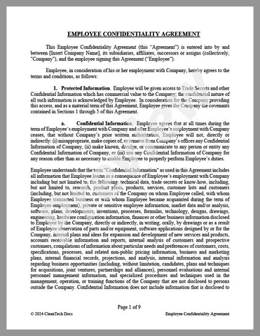 Employee Confidentiality Agreement