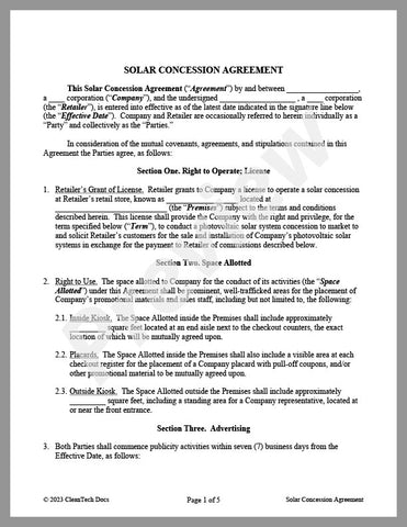 Solar Concession Agreement